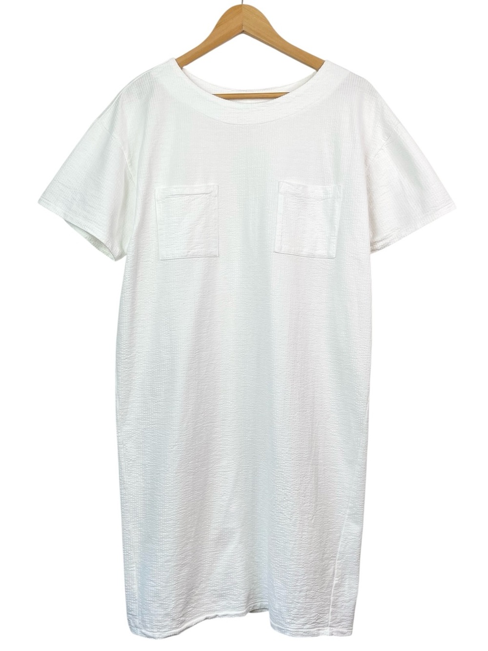 V :: Room Women’s Textured Japanese Cotton Patch Pocket Short Sleeve Shirt Dress